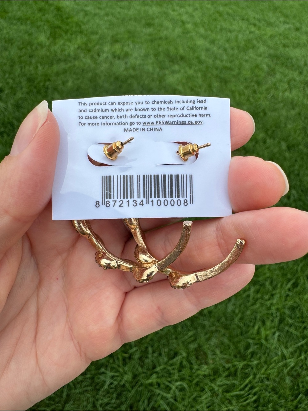 $12 or 3/$30! Gold Snake Hoop Earrings with Red Stone Eyes - Picture 6 of 6